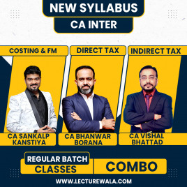 CA Vishal Bhattad IDT, CA Bhanwar Borana DT, CA Sankalp Kanstiya Costing &amp; FM Regular Batch Combo For CA Inter 