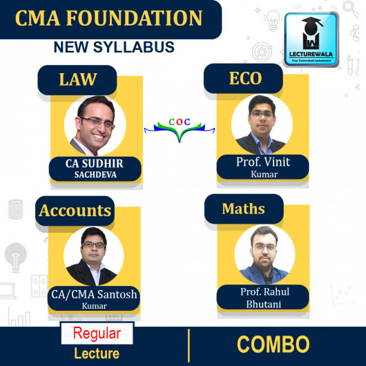 CMA FOUNDATION ACCOUNTING+ECONOMICS+MATHS+ LAW & ETHICS COMBO Regular Course : Video Lecture + Study Material By CA Santosh Kumar (For DEC 2021 / JUNE 2022 )