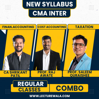 Prof. Raj Awate Cost Accounting, CA Shrikant patil Financial accounting & Prof. Saleem Quraishee Taxation Regular Online Combo Classes For CMA Inter By Inspire Academy 