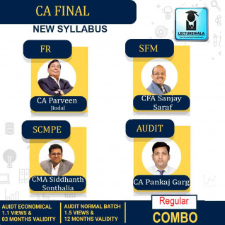 CA FINAL FR + SFM+Scmpe+Audit Economical Batch Or Audit Regular Batch Combo Regular Course By CA Parveen Jindal & CA Pankaj Garg & CFA Sanjay Saraf & CMA Siddhanth Sonthalia : Pen drive / online classes.