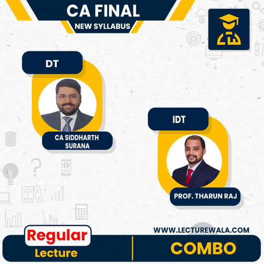 CA Final Indirect Tax (In English) Direct Tax ( New Syllabus Recorded Regular Course : By CA Siddharth Surana & Prof.Tharun Raj : Pen drive / online classes 